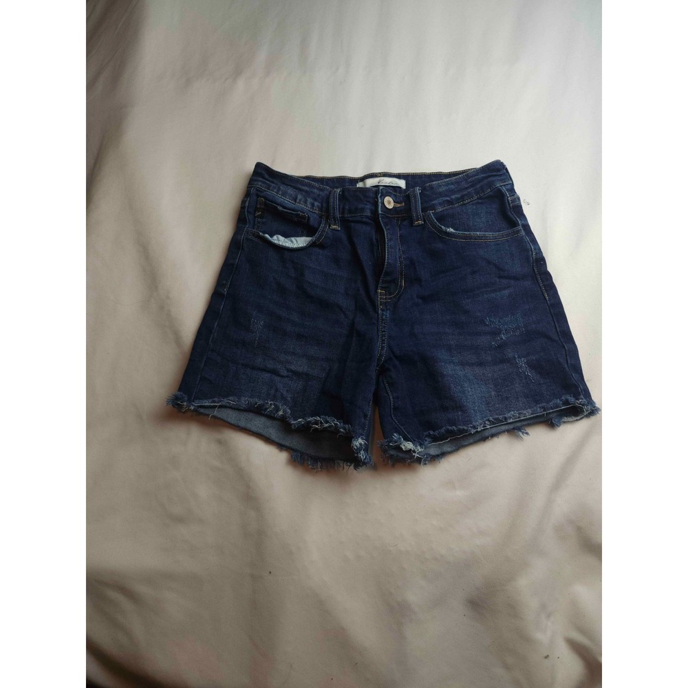 KanCan Jean Shorts Womens Size 7 Dark Blue Denim Cut Off Frayed Hem Pockets